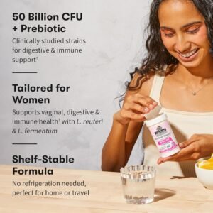 Garden of Life Once Daily Dr. Formulated Probiotics for Women 50 Billion CFU 16 Probiotic Strains with Organic Prebiotics for Digestive, Vaginal & Immune Health, Dairy Free, Shelf Stable 30 Capsules - Image 3