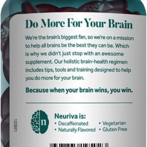 NEURIVA Plus Brain Supplement for Memory,Focus & Concentration+Cognitive Function with Vitamins B6 & B12 and Clinically Tested Nootropics Phosphatidylserine and Neurofactor,50ct Strawberry Gummies - Image 5
