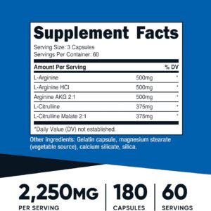 Nutricost Nitric Oxide Booster 2250mg, 180 Capsules - 750mg Per Casule, 60 Servings - Gluten Free and Non-GMO - Image 3