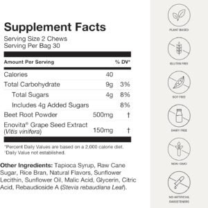 humanN SuperBeets Heart Chews, Nitric Oxide and Blood Pressure Support, Grape Seed Extract & Non-GMO Beet Root Powder Energy Supplement, Pomegranate Berry Flavor, 60 Count - Image 10