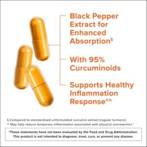 Qunol Turmeric Curcumin with Black Pepper & Ginger, 2400mg Turmeric Extract with 95% Curcuminoids, Extra Strength Supplement, Enhanced Absorption, Joint Support Supplement, 105 Count - Image 3