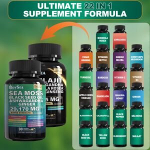 Boysea.Shilajit and Sea Moss Bundle- 90 Count - Sea Moss 7000mg, Black Seed Oil 4000mg, Ashwagandha 2000mg, Ginger & Shilajit 9000mg, Rhodiola Rosea 1000mg, All in 1 Supplements (1 Pack) - Image 4