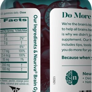 NEURIVA Plus Brain Supplement for Memory,Focus & Concentration+Cognitive Function with Vitamins B6 & B12 and Clinically Tested Nootropics Phosphatidylserine and Neurofactor,50ct Strawberry Gummies - Image 19