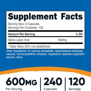 Nutricost Alpha Lipoic Acid 600mg Per Serving, 240 Capsules - Gluten Free, Vegetarian Capsules, Soy Free & Non-GMO - Image 3