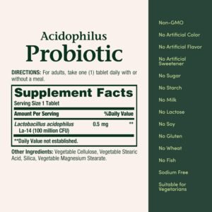 Nature's Bounty Lactobacillus Acidophilus Probiotic Supplement - Daily Probiotic for Women/Men Digestive Health, 120 Tablets - Image 6