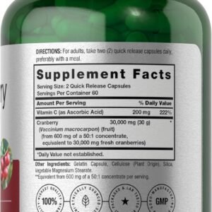 Horbäach Cranberry Concentrate Extract Pills + Vitamin C | 30,000mg | 120 Capsules | Triple Strength Ultimate Potency Formula | Non-GMO and Gluten Free Supplement - Image 3