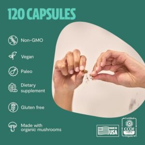 FreshCap Mushrooms Ultimate Mushroom Supplement 12,000mg - Nootropic Mushroom Complex Capsules, Organic Supplement, Brain Supplements for Memory and Focus Ayurveda (120 Capsules) - Image 8