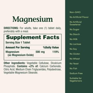 Nature's Bounty Magnesium Supplements - Magnesium 500 Mg Tablets for Bone & Muscle Health, 200 Count (Pack of 1) - Image 7