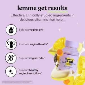 Lemme Purr Vaginal Probiotic Gummies for Women - Balanced pH, Healthy Odor, Yeast Balance & Flora Support + Vitamin C for Immune Health - Tasty Pineapple (60 Count) - Image 3