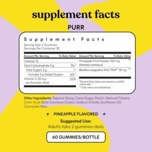 Lemme Purr Vaginal Probiotic Gummies for Women - Balanced pH, Healthy Odor, Yeast Balance & Flora Support + Vitamin C for Immune Health - Tasty Pineapple (60 Count) - Image 6