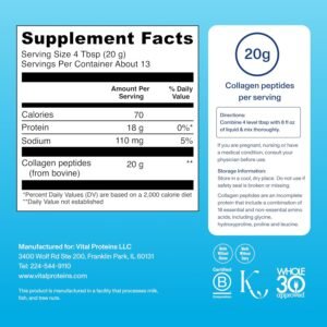 Vital Proteins Collagen Peptides Powder - Supports Hair, Nail, Skin, Bone & Joint Health, Unflavored, Collagen Protein 9.33 OZ - Image 4