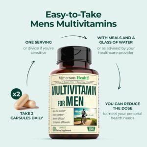 Multivitamin for Men – Essential Mens Multivitamins & Multiminerals Capsules with Vitamin B12, A, D, C, Zinc, Magnesium & More for Total Body Wellness – 20+ Key Nutrients & Vitamins for Men – 60 count - Image 9
