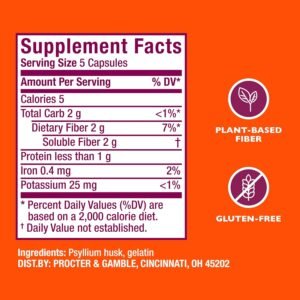 Metamucil, Daily Psyllium Husk Powder Supplement, 3-in-1 Fiber Supplement for Digestive Health, Plant Based Fiber Supplement, 300ct Capsules - Image 8
