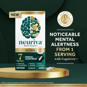 NEURIVA Ultra Decaffeinated Clinically Tested Nootropic Brain Supplement for Mental Alertness, Memory, Focus & Concentration, Cognivive, Neurofactor, Phosphatidylserine, Vitamins B6 B12, 60 Capsules - Image 3