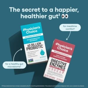 Physician's Choice Probiotics 60 Billion CFU - 10 Strains + Organic Prebiotics - Immune, Digestive & Gut Health - Supports Occasional Constipation, Diarrhea, Gas & Bloating - for Women & Men - 30ct - Image 6