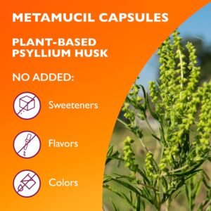 Metamucil, Daily Psyllium Husk Powder Supplement, 3-in-1 Fiber Supplement for Digestive Health, Plant Based Fiber Supplement, 300ct Capsules - Image 6