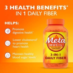 Metamucil, Daily Psyllium Husk Powder Supplement, 3-in-1 Fiber Supplement for Digestive Health, Plant Based Fiber Supplement, 300ct Capsules - Image 4