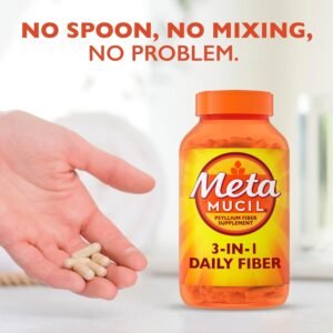 Metamucil, Daily Psyllium Husk Powder Supplement, 3-in-1 Fiber Supplement for Digestive Health, Plant Based Fiber Supplement, 300ct Capsules - Image 5