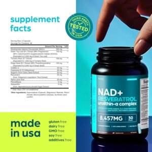 NAD Supplement 8,457 mg Extra Strength Liposomal, Green Tea + Astaxanthin for Women & Men, Resveratrol, CoQ10, Alpha Lipoic Acid – Energy Anti-Aging,Cell Regeneration - Image 7