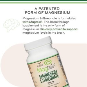 Magnesium L Threonate, Magtein™, Sleep and Cognitive Support – High Absorption – Most Bioavailable Form of Magnesium – 2,000 mg – 120 Capsules - Image 6