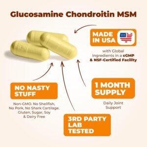 Glucosamine Chondroitin MSM and Turmeric Supplement - Joint Support Supplement for Women & Men with Boswellia & Glucosamine Sulfate 1500 mg. Used for Cartilage & Joint Health & Flexibility 90 Capsules - Image 5