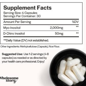 Wholesome Story Myo-Inositol & D-Chiro Inositol Supplement for Women | Fertility Supplements for Hormonal Balance & Ovarian Health Support | Myoinositol | Ideal 40:1 Ratio | 30 Servings - Image 4