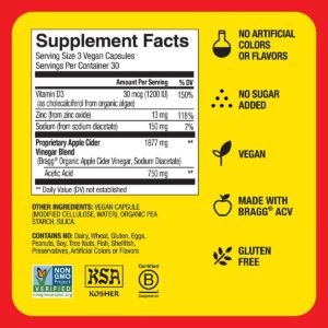 Bragg Apple Cider Vinegar Capsules with Vitamin D and Zinc - 90 Capsules - Supports The Immune System - Image 7