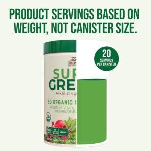 COUNTRY FARMS Organic Super Greens Natural Flavor, 50 Organic Super Foods, Packed with Fiber, USDA Organic Drink Mix, Fruits, Vegetables, Mushrooms & Probiotics, Supports Energy, 6g Fiber - Image 10