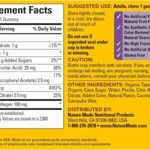 Nature Made Collagen Gummies with Vitamin C, Zinc and Biotin, Hydrolyzed Collagen Peptides Supplement for Healthy Skin Support, 60 Gummies, 60 Day Supply - Image 7