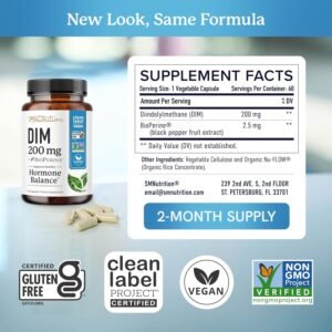 DIM Supplement 200 mg | Estrogen Balance for Women & Men | Hormonal Acne, Hormone Balance, Menopause & Antioxidant Support | Clean Label Project Certified, Vegan & Soy Free Diindolylmethane | 60 Ct. - Image 7