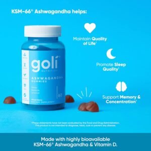 Goli Ashwagandha & Vitamin D Gummy - 60 Count - Mixed Berry, KSM-66, Vegan, Plant Based, Non-GMO, Gluten-Free & Gelatin Free Relax. Restore. Unwind, Pack of 1 - Image 6