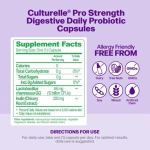 Culturelle Pro Strength Daily Probiotics For Digestive Health (2 Month Supply) with Prebiotics for Women & Men, Supports Occasional Diarrhea, Gas & Bloating, Gluten & Soy Free, 60 Count - Image 3
