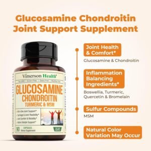 Glucosamine Chondroitin MSM and Turmeric Supplement - Joint Support Supplement for Women & Men with Boswellia & Glucosamine Sulfate 1500 mg. Used for Cartilage & Joint Health & Flexibility 90 Capsules - Image 6