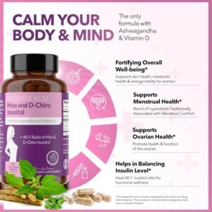 Intimate Rose Myo-Inositol & D-Chiro Inositol Supplement for Women - Hormone Balance & Ovarian Support for Women - Ideal 40:1 Ratio, Vitamin D3 + Ashwagandha - Image 4