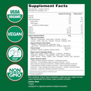 COUNTRY FARMS Organic Super Greens Natural Flavor, 50 Organic Super Foods, Packed with Fiber, USDA Organic Drink Mix, Fruits, Vegetables, Mushrooms & Probiotics, Supports Energy, 6g Fiber - Image 3