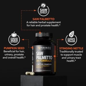 Saw Palmetto Supplement with Stinging Nettle and Pumpkin Seed Extract - Advanced 3X Formula - DHT Blocker Urinary Health and Prostate Support for Mens Health - Vegan, Non-GMO Capsules - 2 Month Supply - Image 5