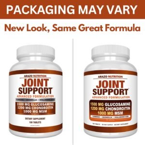 Arazo Nutrition Glucosamine Chondroitin Turmeric Msm Boswellia - Joint Support Supplement for Relief 180 Tablets for Bones, Back, Knees, Hands (180 Tablets) - Image 9