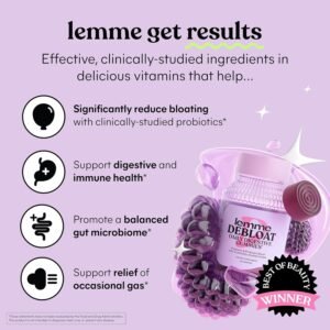 Lemme Debloat - Digestive & Gut Health Gummies with 2 Clinically Studied Probiotics & Prebiotic, Vegetarian, Gluten Free, Non GMO, BlackBerry Flavor (60 Count) - Image 3