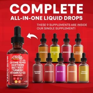Clean Nutra Cayenne Pepper Drops Supplement Liquid + Hawthorn Berry, Vitamin D3 K2 Beet Root Powder, Ceylon Cinnamon, Turmeric Curcumin, Organic Panax Ginseng, Berberine Extract 1 Pack - Image 3