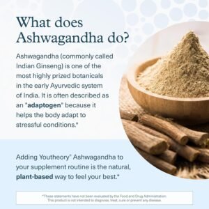 Youtheory Ashwagandha - 1,000 mg - Stress Support Supplement - Cortisol Support Supplement - Gluten, Dairy & Soy Free - 60 Vegetarian Capsules - Image 6