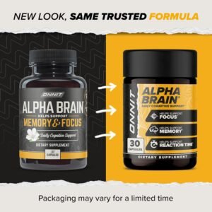 ONNIT Alpha Brain Nootropic Brain Supplement for Men & Women | Memory, Mental Clarity & Cognitive Improvement | Focus Capsules with L-Theanine, Vitamin B6 & Phosphatidylserine (30 Count) - Image 3