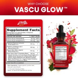 Clean Nutra Cayenne Pepper Drops Supplement Liquid + Hawthorn Berry, Vitamin D3 K2 Beet Root Powder, Ceylon Cinnamon, Turmeric Curcumin, Organic Panax Ginseng, Berberine Extract 1 Pack - Image 5