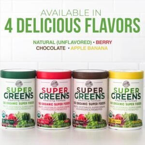 COUNTRY FARMS Organic Super Greens Natural Flavor, 50 Organic Super Foods, Packed with Fiber, USDA Organic Drink Mix, Fruits, Vegetables, Mushrooms & Probiotics, Supports Energy, 6g Fiber - Image 9